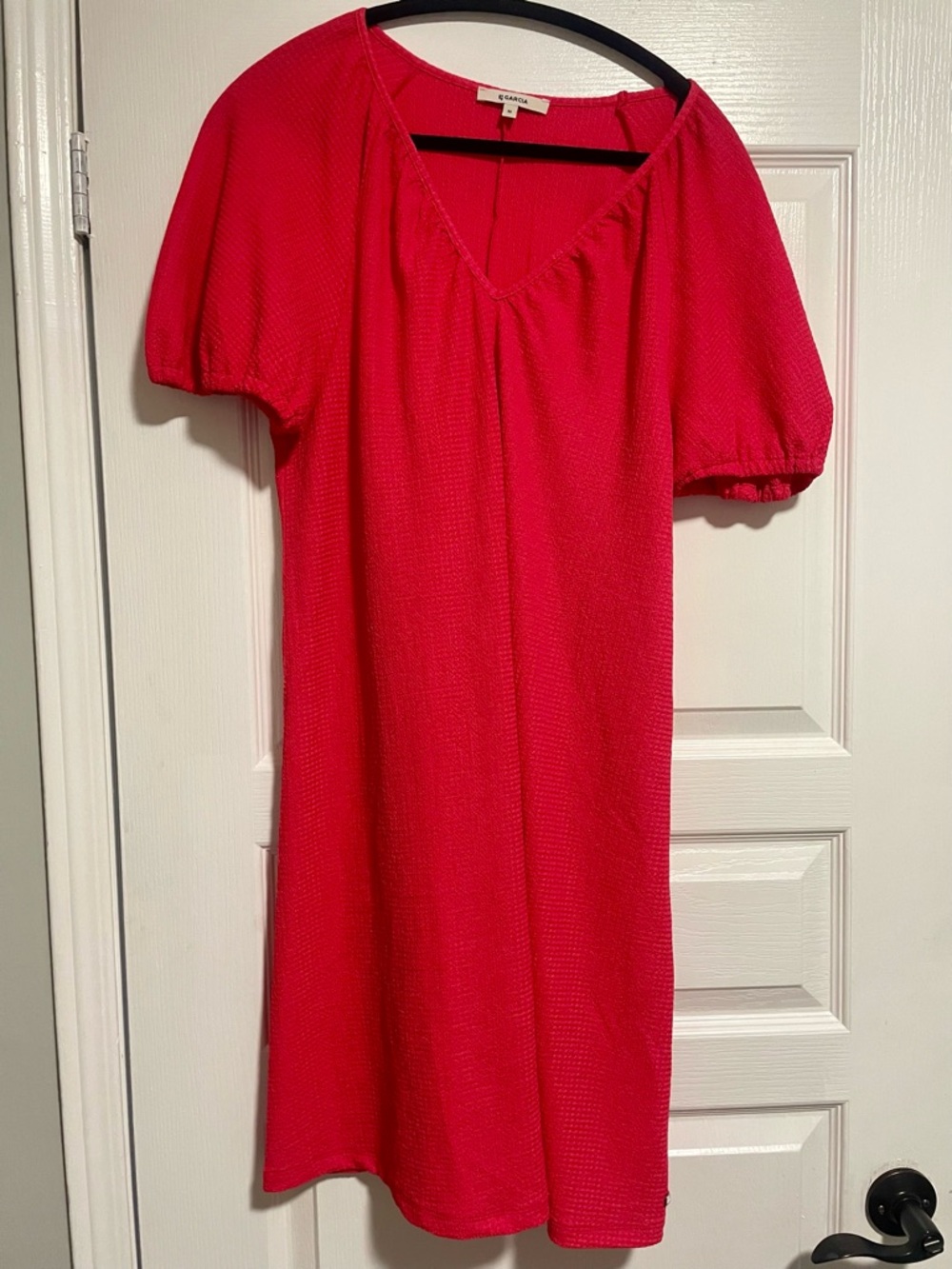 Garcia Pink Maxi Dress with Puff Sleeves Size Medium